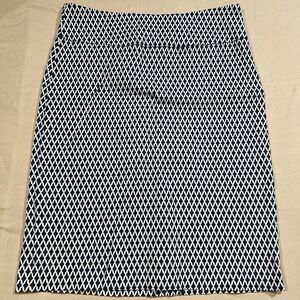 Margaret M Pencil Skirt Blue White Diamond Pattern Stretchy Womens Medium Sz M